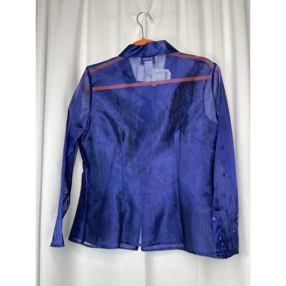 eNite Collection shirt blouse top women's 10 formal semi-formal blue purple - Picture 12 of 16